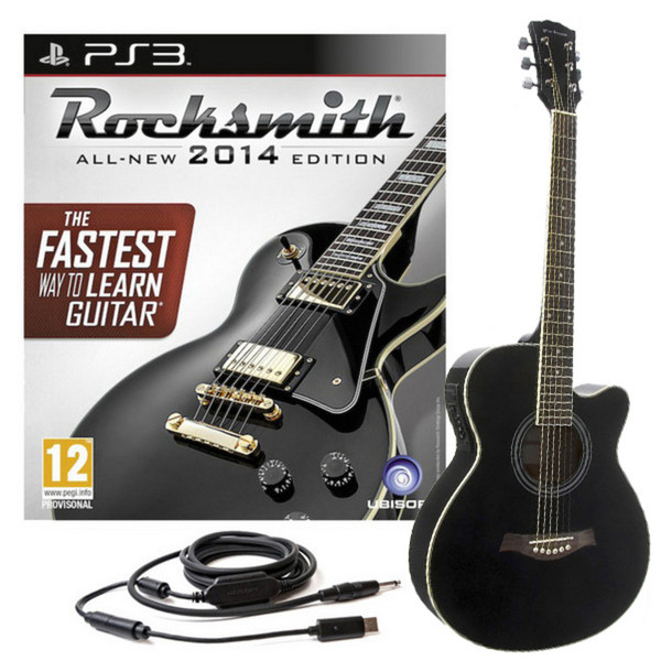 Rocksmith 2014 PS3 + Single Cutaway Electro Acoustic Guitar, Black