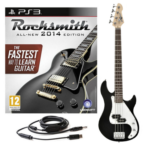 Rocksmith 2014 PS3 + 3/4 LA Bass Guitar by Gear4music, Black 