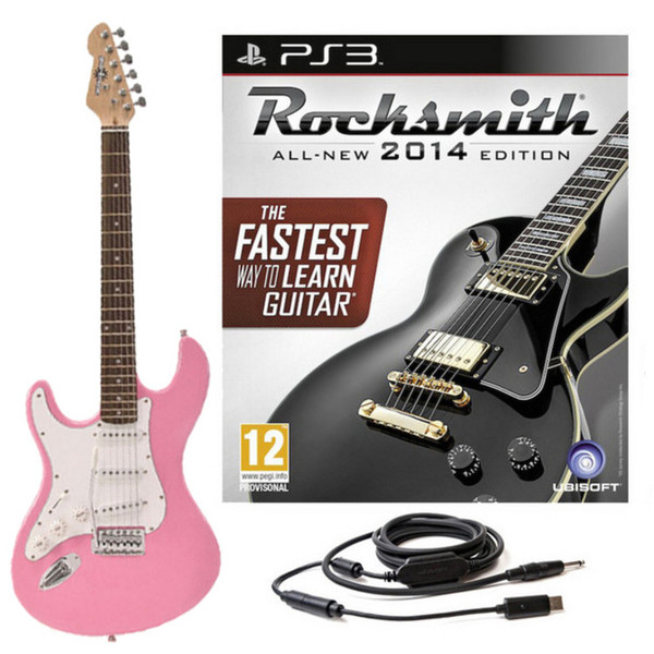 Rocksmith 2014 PS3 + LA Left Handed Electric Guitar, Pink