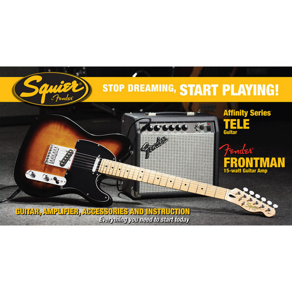 Fender Telecaster Stratocaster Pack with 15w Amp, Sunburst