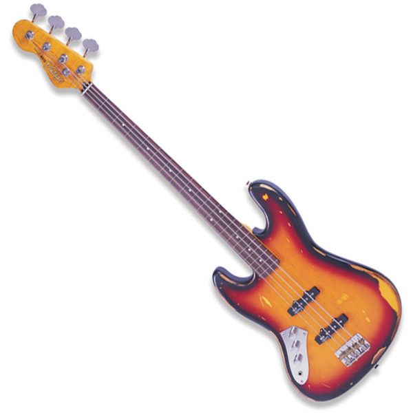 Vintage Icon V74 Left-Handed Fretless Bass, Sunburst