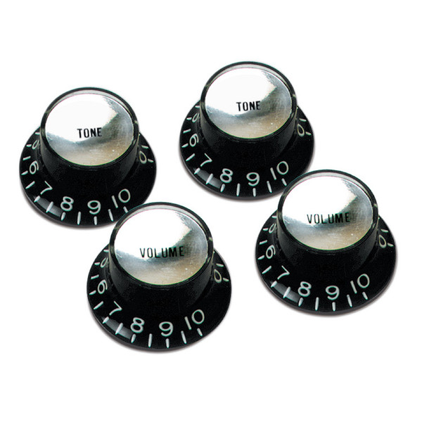 Gibson Top Hat Knobs for Electric Guitar, Black with Silver Insert