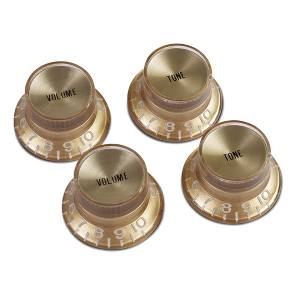 Gibson Top Hat Knobs for Electric Guitar, Gold with Gold Insert