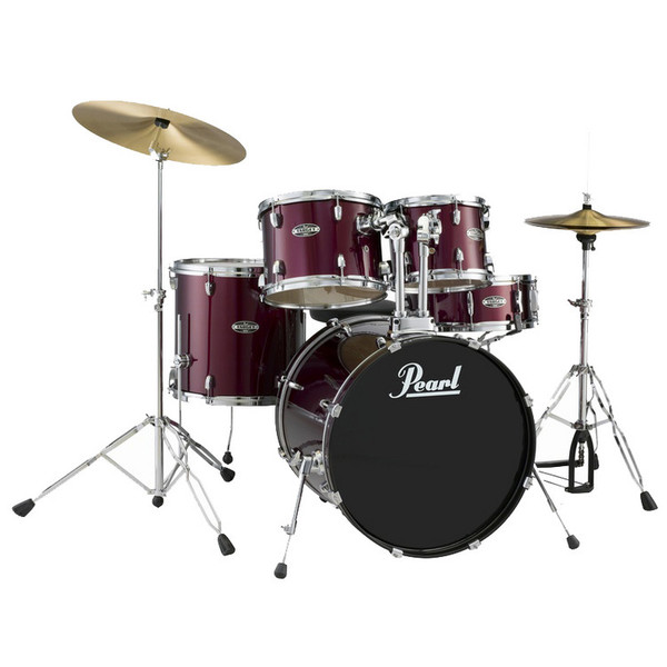 DISC Pearl Target Rock Drum Kit, Wine Red with Chrome Hardware