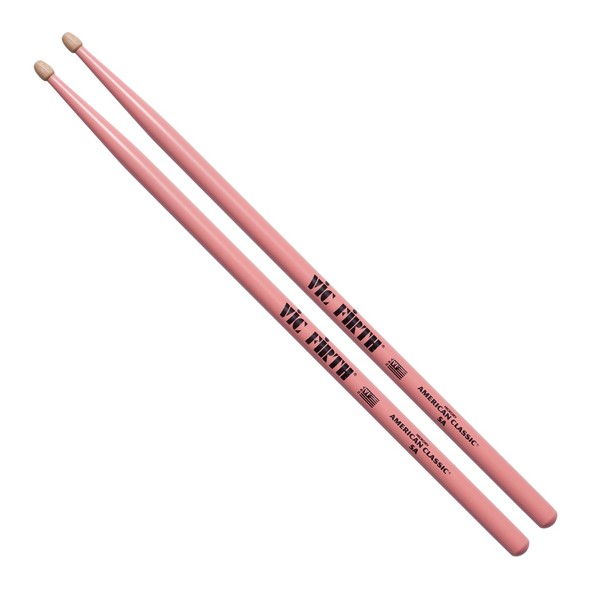 Vic Firth American Classic 5A Hickory Drumsticks, Pink Wood Tip