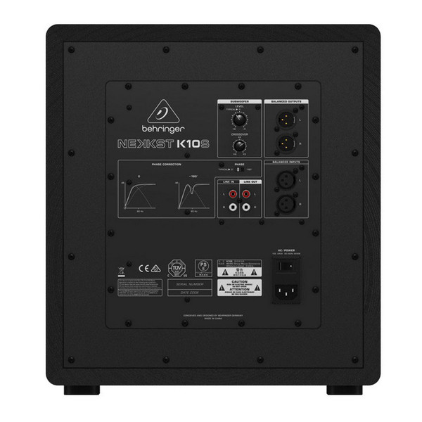 Behringer NEKKST K10S Audiophile 10 Inch Studio Subwoofer