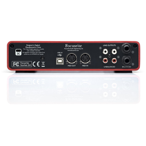 Focusrite Scarlett 2i4 USB Audio interface (Rear)