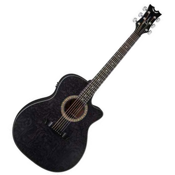 Dean Exotica Ultra Quilted Ash Electro Acoustic Guitar, Trans Black