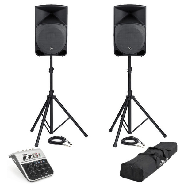 Mackie Thump TH-15A (Pair) PA System Including Mixer, Stands + Cables