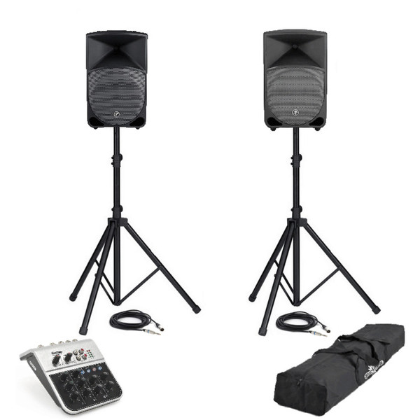 Mackie Thump TH-12A (Pair) PA System Including Mixer, Stands + Cables