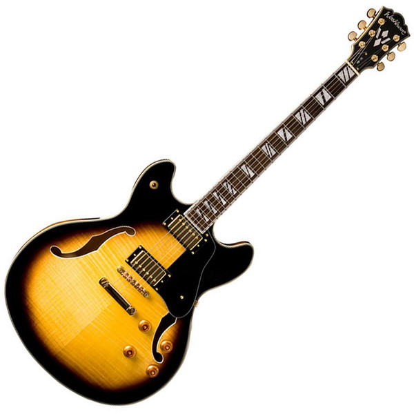 Washburn HB35 Hollow Body Guitar, Tobacco Sunburst