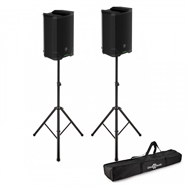 Mackie SRT210 10" Active PA Speaker - Pair with Stands and Bag - Pair
