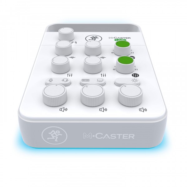 Mackie M.Caster Live Portable Live Streaming Mixer, White - front tilt