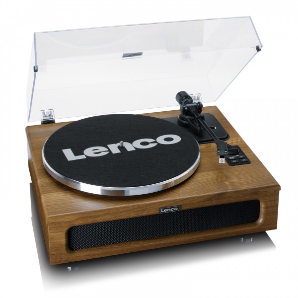 Lenco LS410 Turntbale with Speakers and Bluetooth - Angled Open