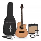 Roundback Elektroakustisk Gitar + 15W Forsterkerpakke, Natural
