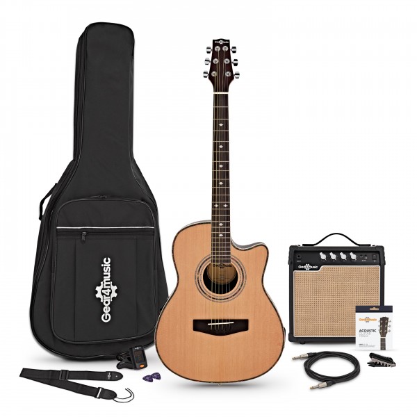 Roundback Electro Acoustic Guitar + 15W Amp Pack, Natural