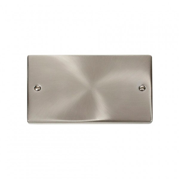 Click Deco Satin Chome 2 Gang Blank Plate