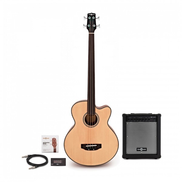 Electro Acoustic Fretless Bass Guitar + 35W Amp Pack