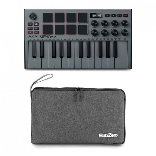 Akai Professional MPK Mini MK3 MIDI Keyboard, Grey with Subzero Bag