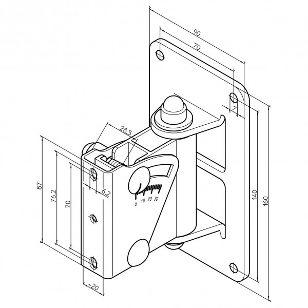 K&M Adjustable Speaker Wall Mount, Black