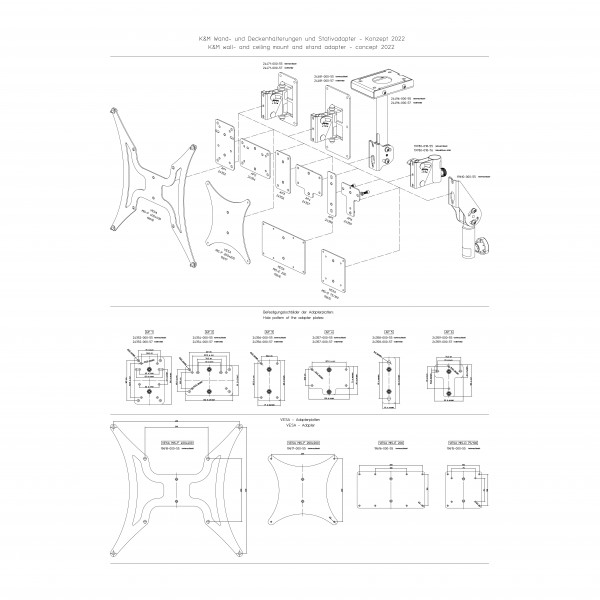 K&M Adjustable Speaker Wall Mount, Black