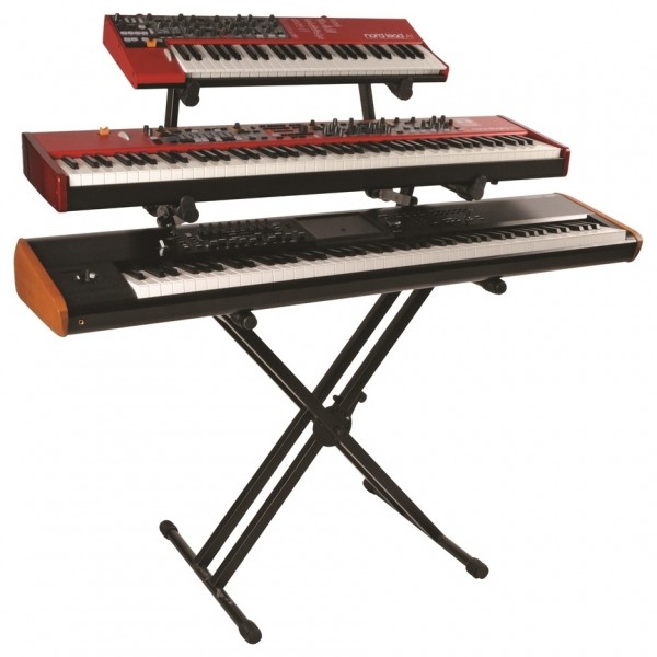Quiklok QL723 Double Braced Triple Tier Keyboard Stand - With Synths