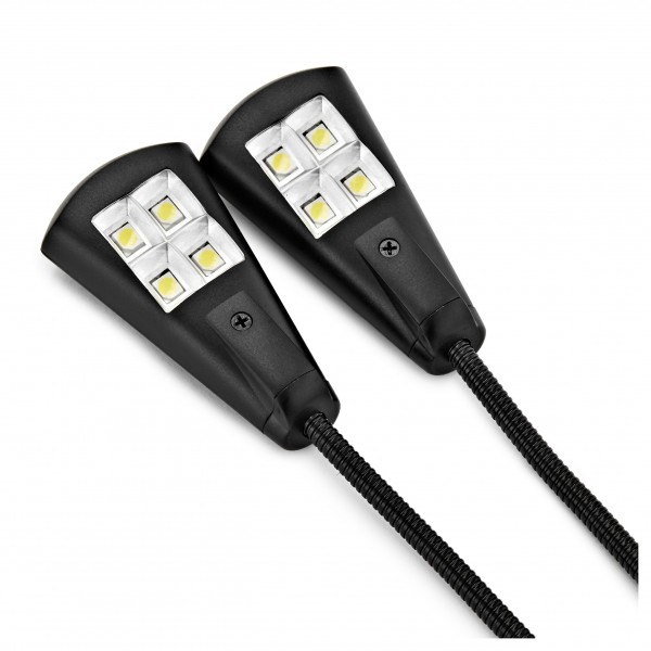 K&M 12246 Dual Music Stand Flexlight, Quad LED