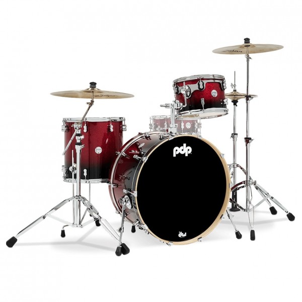 PDP Concept Maple 24'' 3pc Shell Pack, Red to Black Sparkle - Main