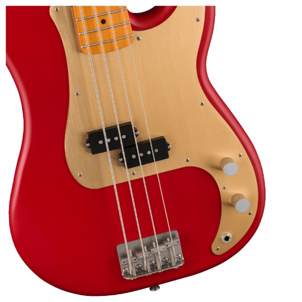 Squier 40th Anniversary Precision Bass, Satin Dakota Red - close up