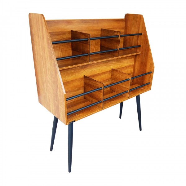 Sefour Vinyl Addict Record Store, Mid Century Synth Rosewood - Angled