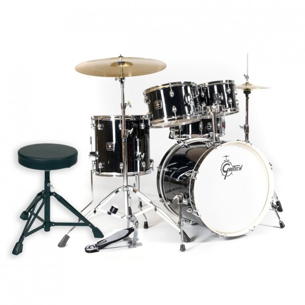 Gretsch Energy 20'' 5pc Drum Kit w/Hardware & Cymbals, Black 