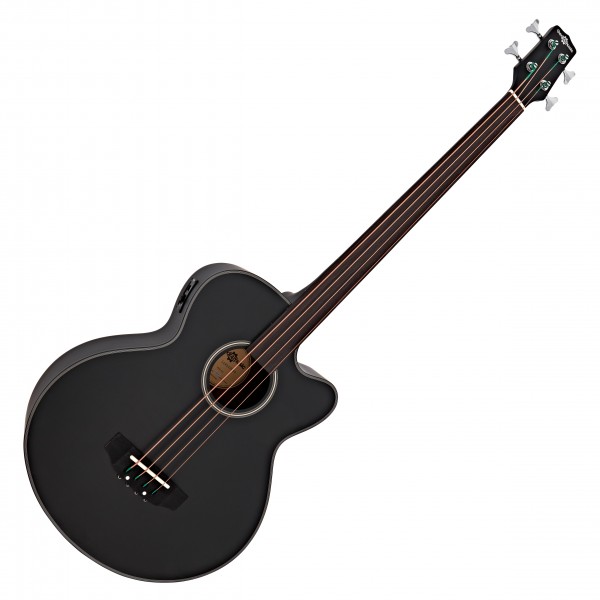Electro Acoustic Fretless Bass Guitar, Black + 35W Amp Pack