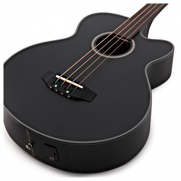 Electro Acoustic Fretless Bass Guitar, Black + 35W Amp Pack