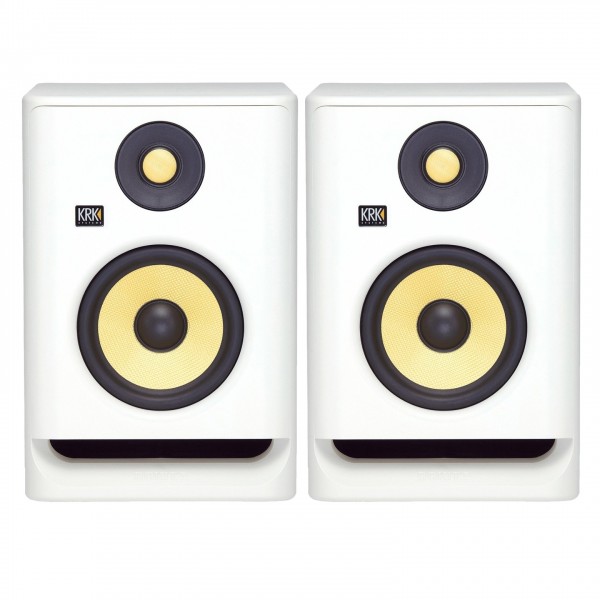 KRK ROKIT RP5 G4 Studio Monitors (Pair), White Noise - Full Bundle