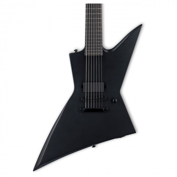 ESP LTD EX-7 Baritone Black Metal, Black Satin Closeup