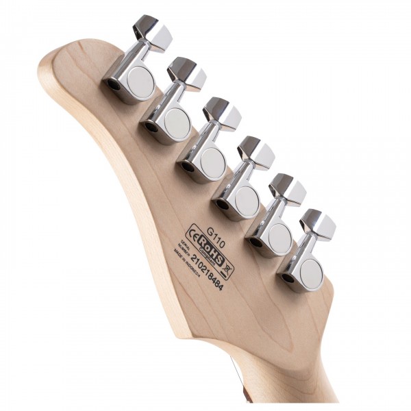 Cort G110, Open Pore Black Cherry back of headstock