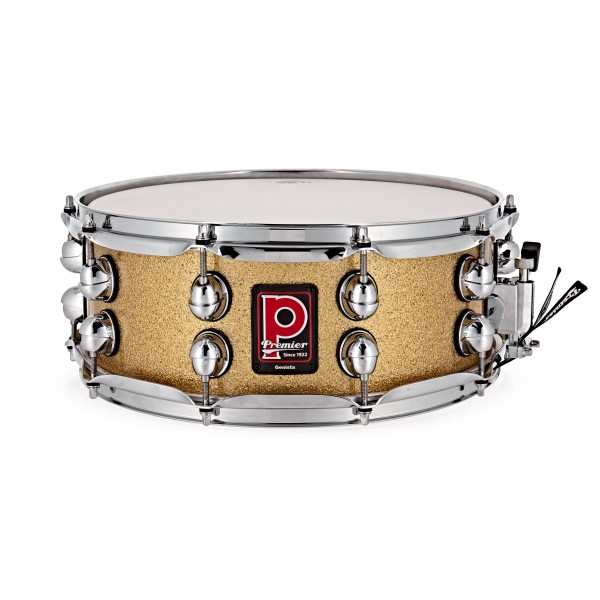 Premier Genista 14” x 5.5” Maple Snare Drum, Bright Gold Sparkle