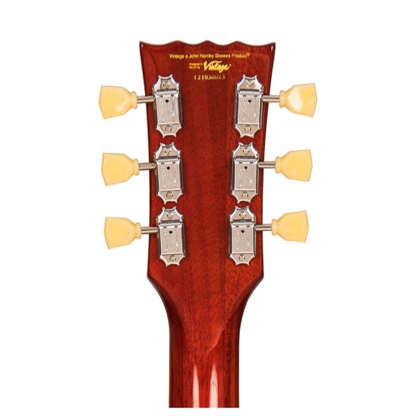 Vintage V100AFD Reissued, Amber Headstock Back