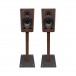Wharfedale Diamond 9.1 Walnut Bookshelf Speakers With Stands Front View