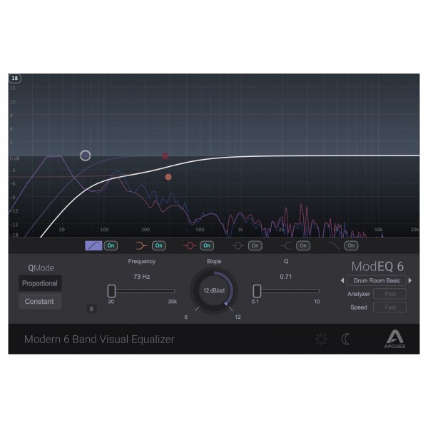 Apogee ModEQ6 Visual Equalizer - Dark Theme