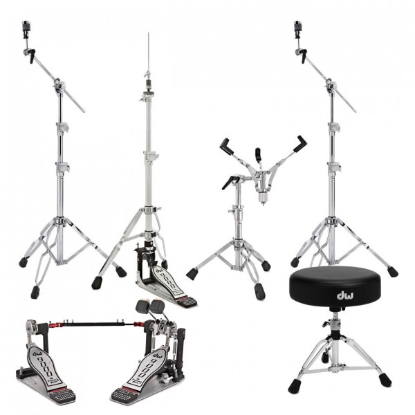 DW 9000 Series Full Hardware Set, Double Pedal & Throne