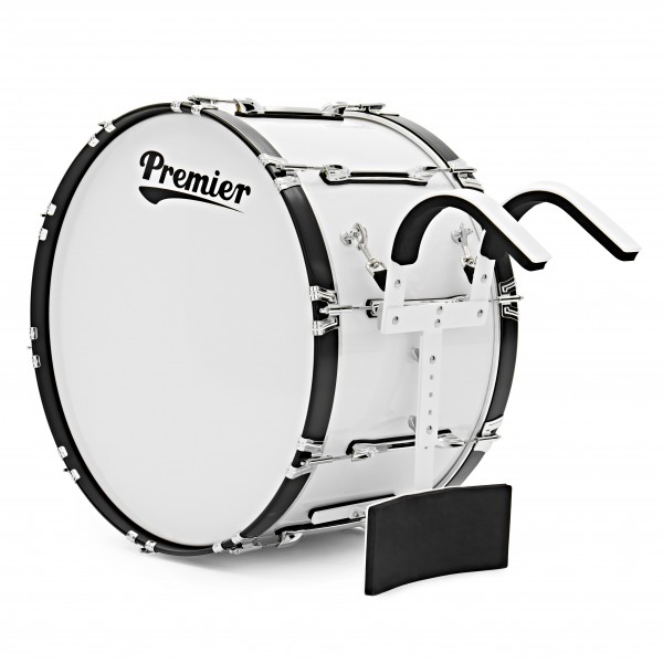 Premier Marching Parade 26” x 14” Bass Drum and Carrier, White