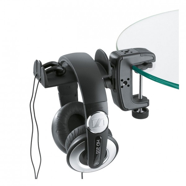 K&M 16085 Headphone Holder - Attached to table