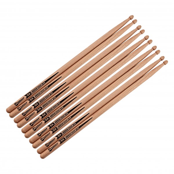Premier 5A American Hickory Drumsticks, 5 Pair Pack