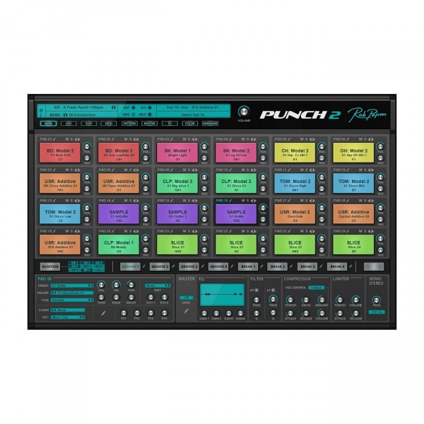 Rob Papen Punch-2 Drum Machine - Coloured Pads