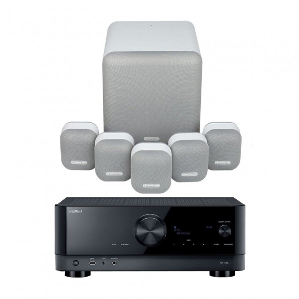 DISC Yamaha RX-V4A AV Receiver MASS Speaker Package, White
