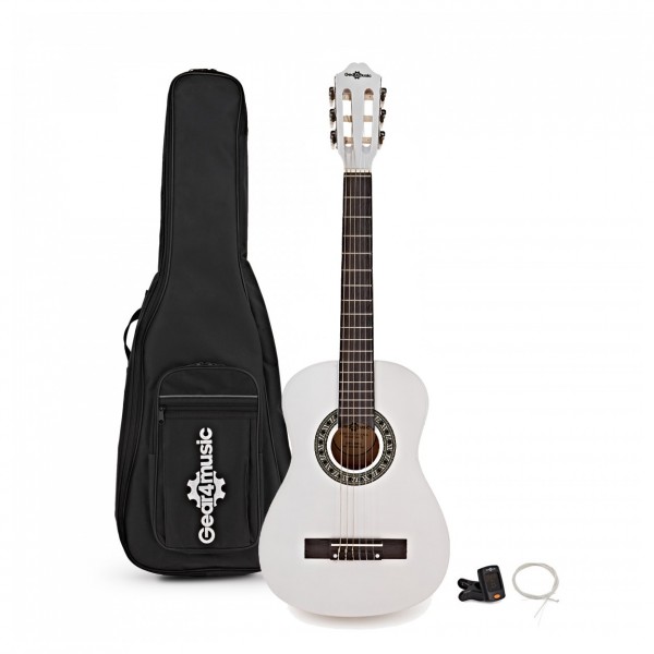 Junior 1/2 Classical Guitar Pack, White, by Gear4music