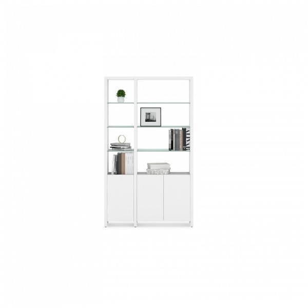 Linea 5802A Satin White Double Width Bookshelf Add On