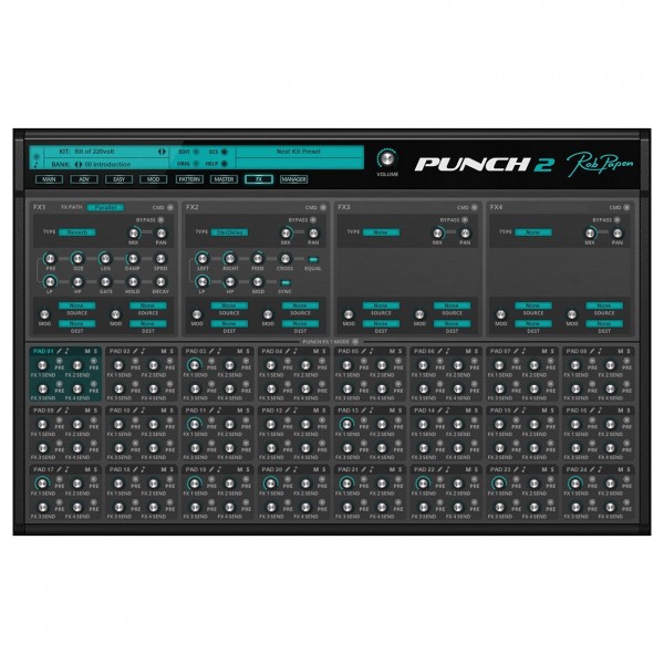 Rob Papen Punch-2 Drum Machine Plugin - FX Page