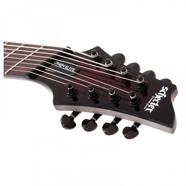 Schecter Omen Elite-8 MS, Black Cherry Burst headstock